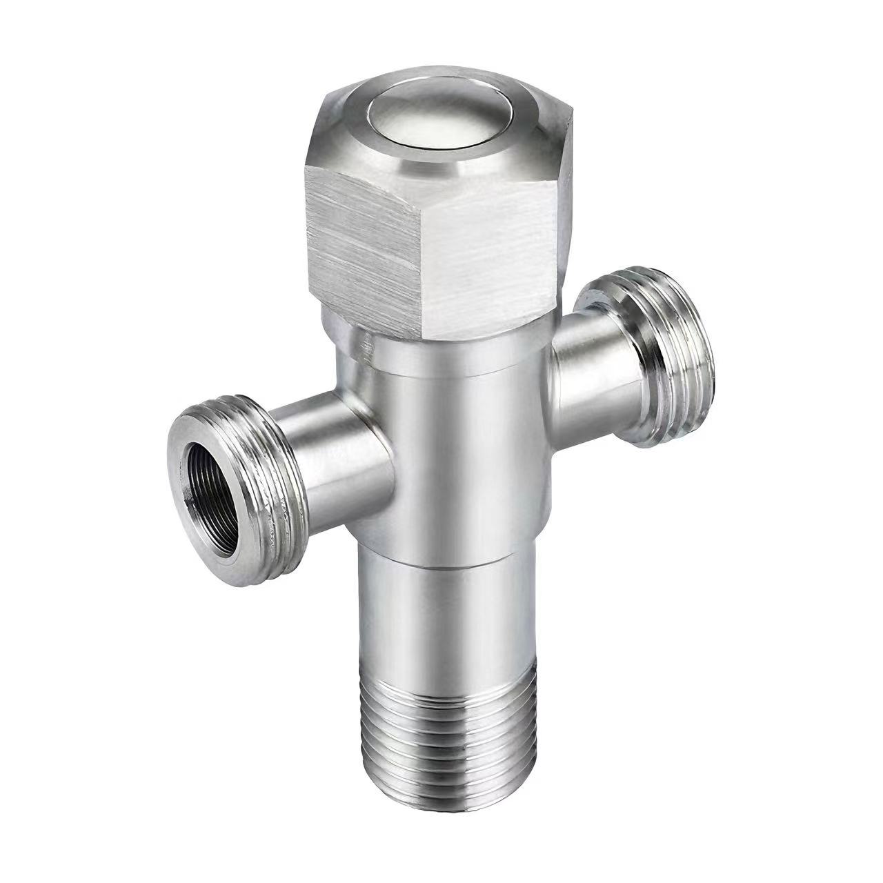 180° Ụzọ atọ Valve Otu mbata yana eriri nkesa mmiri abụọ.