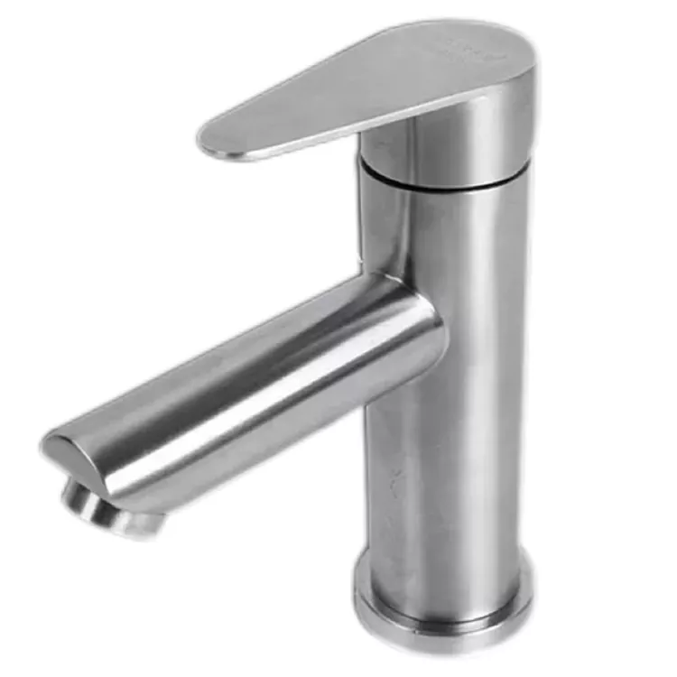 Cylindrical Flat Handle Hot and Cold Basin Faucet
