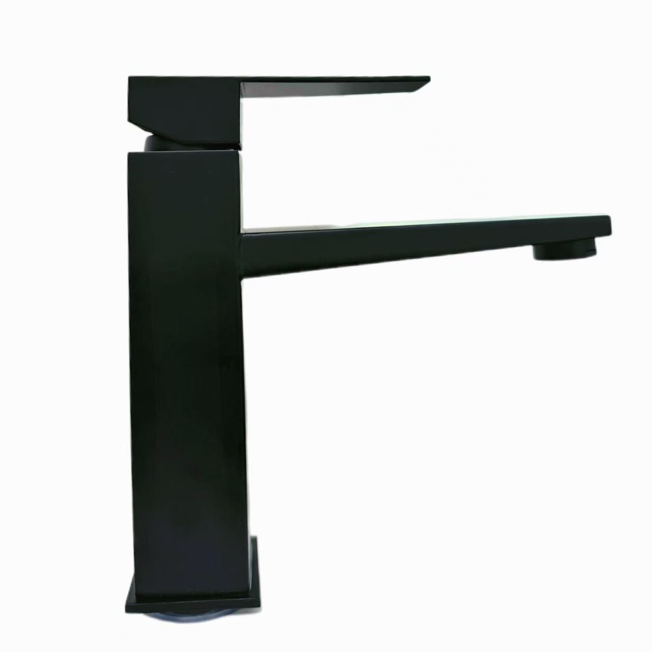 Ụdị Obere Obere Oge Ọhụrụ Frosted Black Square Basin Faucet